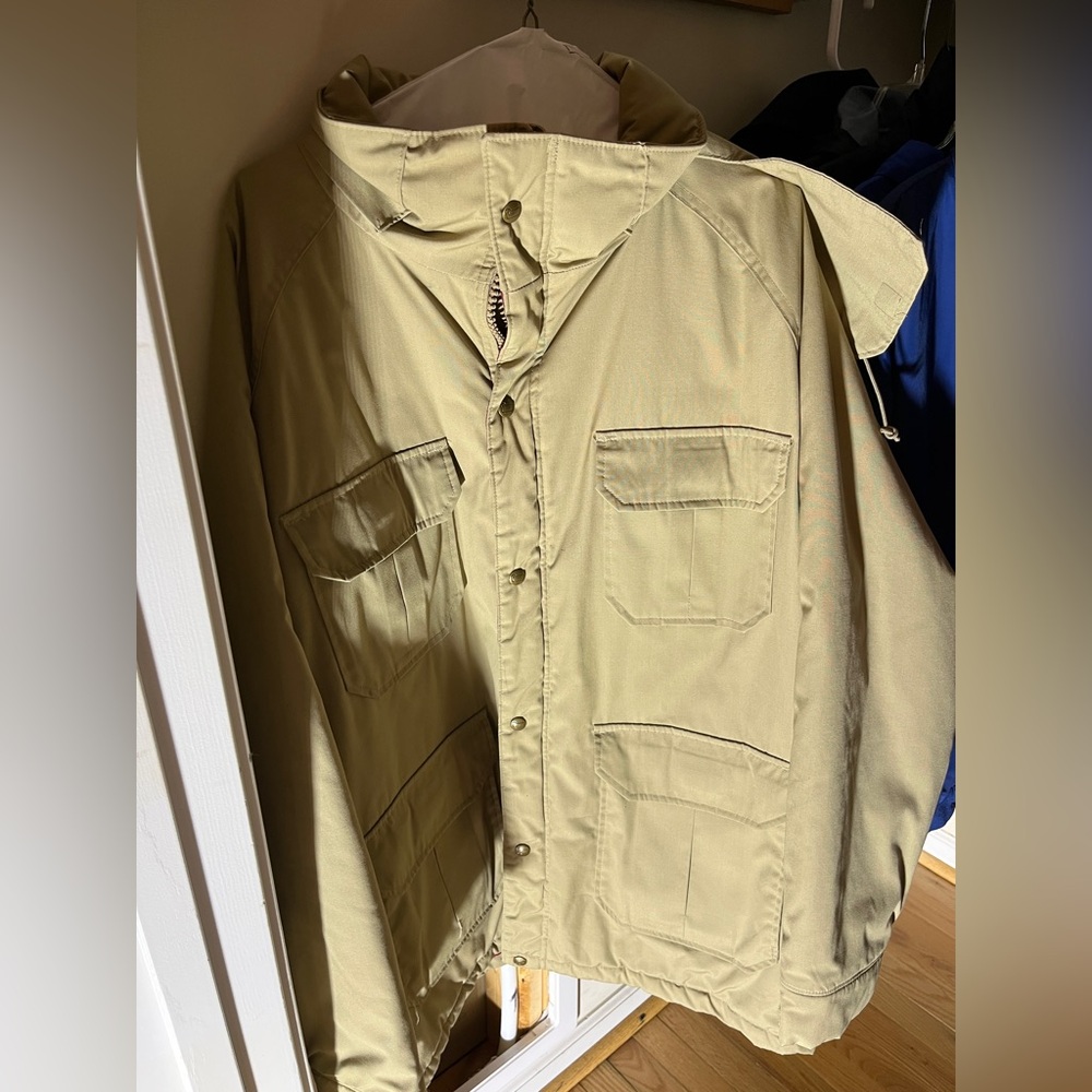 Woolrich Tan with Interior Deep Red Jacket